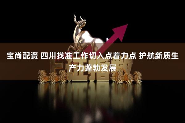 宝尚配资 四川找准工作切入点着力点 护航新质生产力蓬勃发展